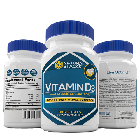 Vitamin D3  5,000 IU with Organic Coconut Oil - 90 ct.
